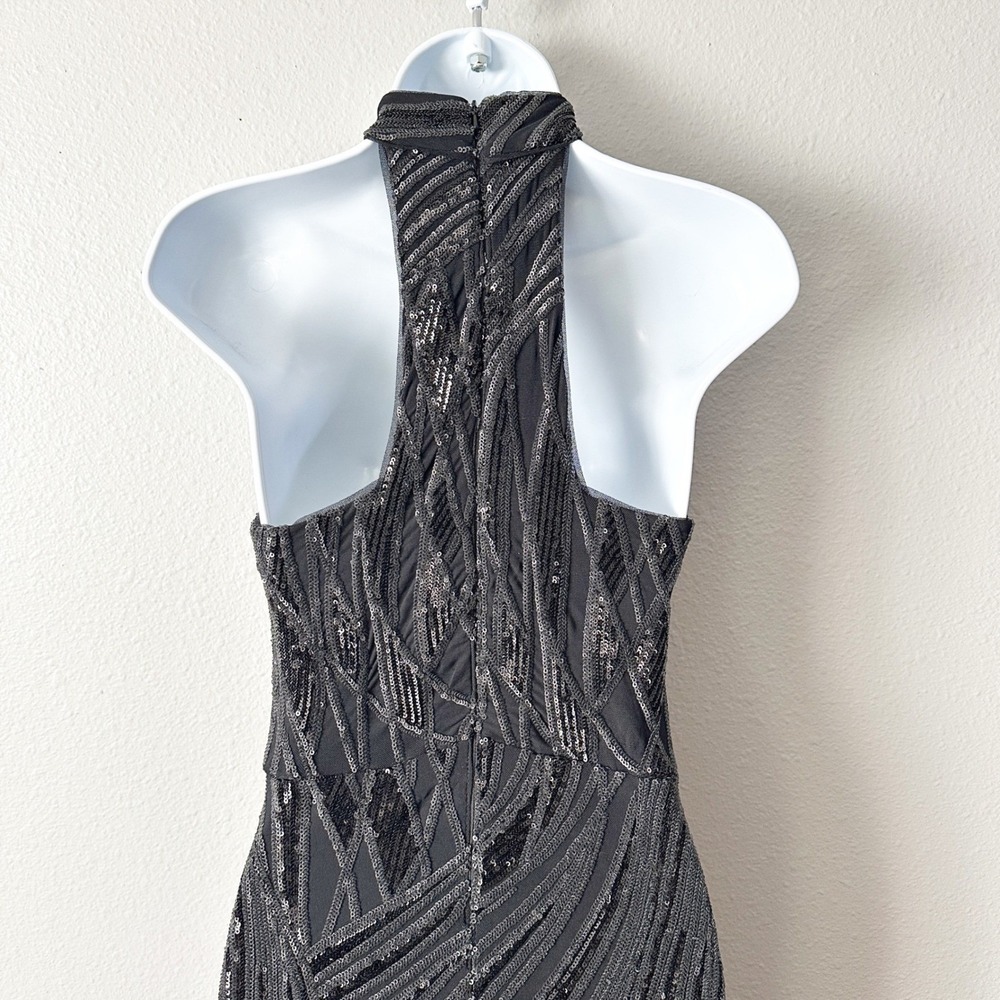 AQUA Sequin Argyle Halter Neck Floor‎ Length Trumpet Mermaid Gown Dress Size 2 - Picture 8 of 14